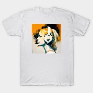 Excessivism Art White Woman Listening Music Lover Throw T-Shirt